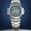 LONGLUX Men automatic mechanical watch luxury watches waterproof skeleton business cheap wholesale stainless steel gift watch