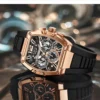 LIGE Sports Man Watch Tonnea Hollow Design Quartz Men Wristwatches Chronograph Waterproof Luminous Silicone Strap Watches Male