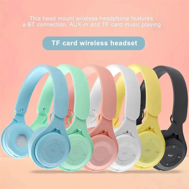 Y08 Wireless Bluetooth Headphone  Macaron Headphones Stereo Headband Gaming Headset with Mic Gamer Girl Gift for Mobile Tablet