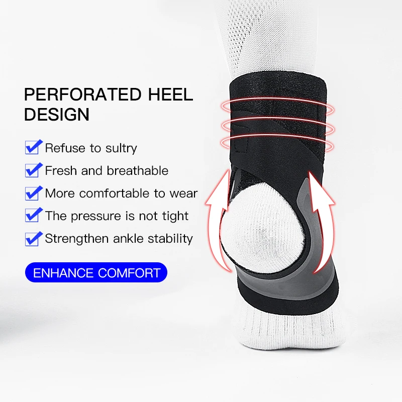 1PC Adjustable Ankle Support Pad Ankle Sleeve Pressure Anti-Spinning Elastic Breathable Support Fitness Sports Safety Prevention