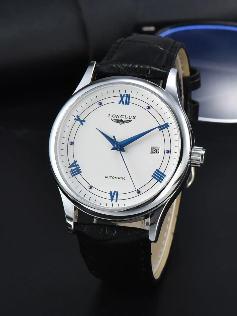 LONGLUX automatic man watch wholesale mechanical watches simple versatile date waterproof fashion leather man watch men gift