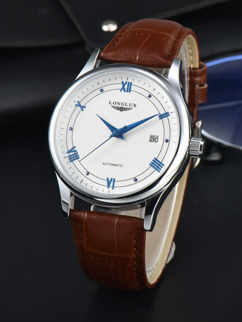 LONGLUX automatic man watch wholesale mechanical watches simple versatile date waterproof fashion leather man watch men gift