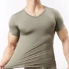 Men's Sheer Undershirts Man Ice Silk Mesh See through Basics Shirts Sexy Fitness Bodybuilding Underwear