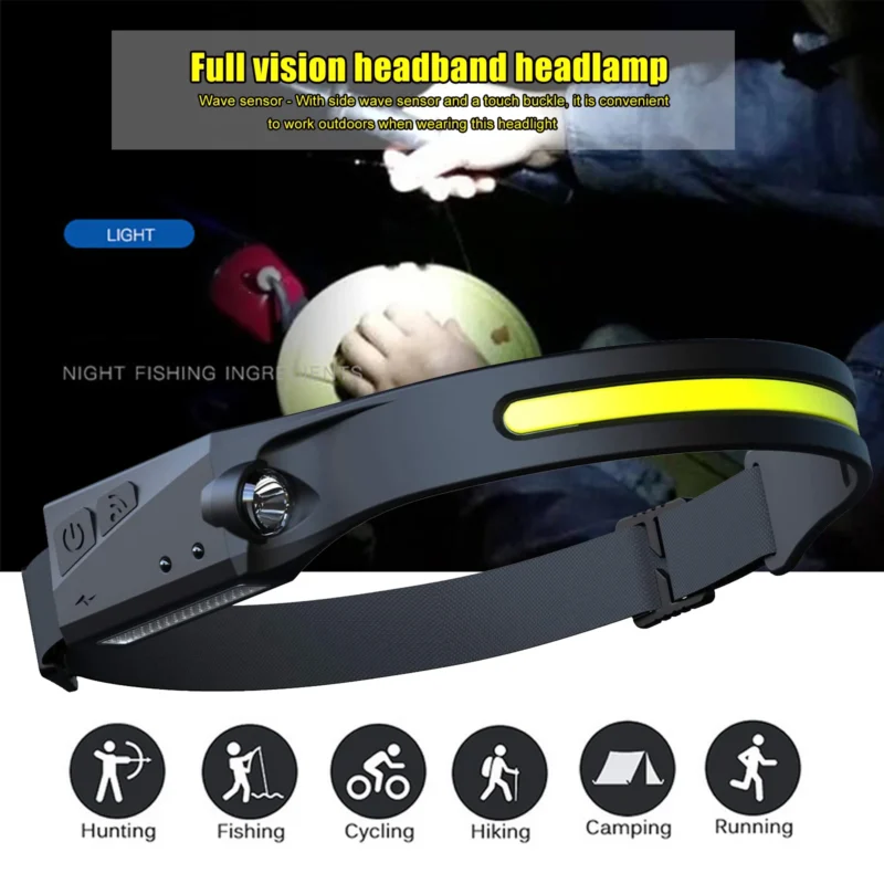 LED Headlight Work Headlamp USB Rechargeable Head Torch With 230 Degree Illumination Motion Sensor Headlamp 5 Modes Headtorch