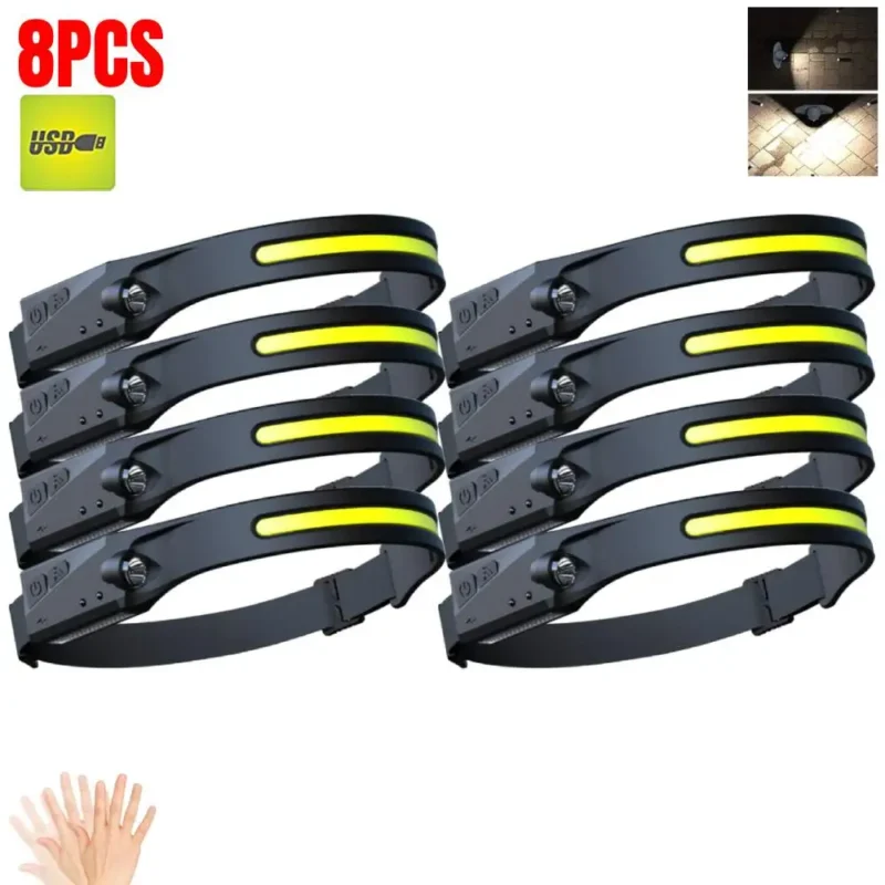 LED Headlight Work Headlamp USB Rechargeable Head Torch With 230 Degree Illumination Motion Sensor Headlamp 5 Modes Headtorch