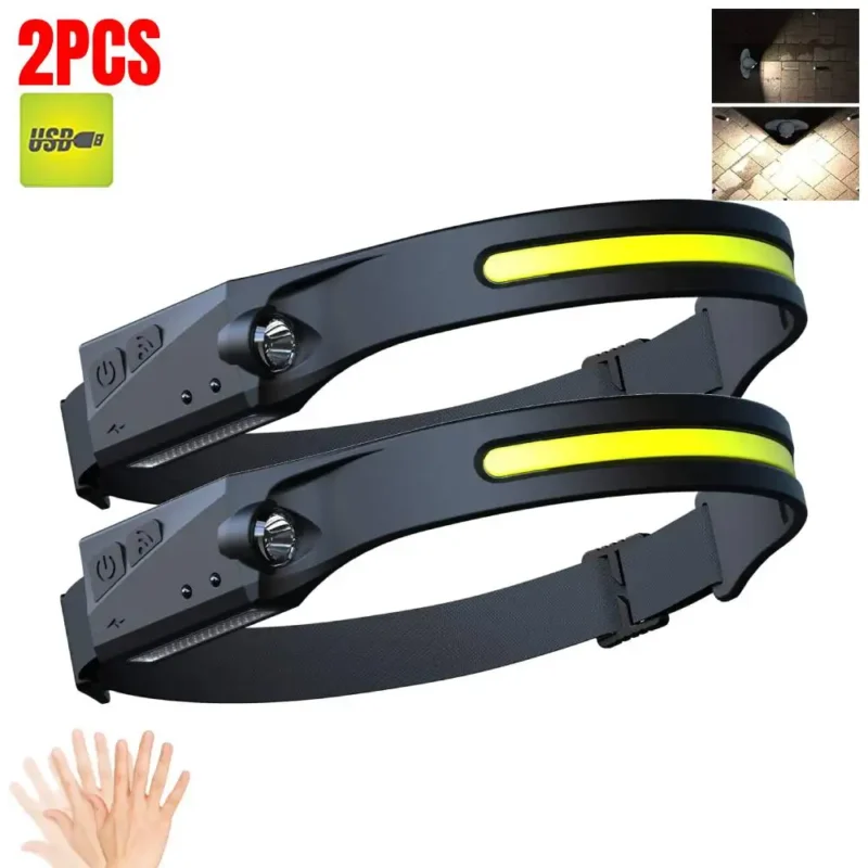 LED Headlight Work Headlamp USB Rechargeable Head Torch With 230 Degree Illumination Motion Sensor Headlamp 5 Modes Headtorch