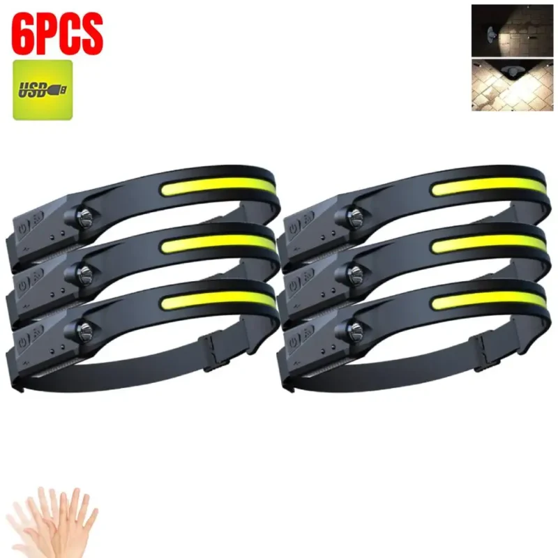 LED Headlight Work Headlamp USB Rechargeable Head Torch With 230 Degree Illumination Motion Sensor Headlamp 5 Modes Headtorch