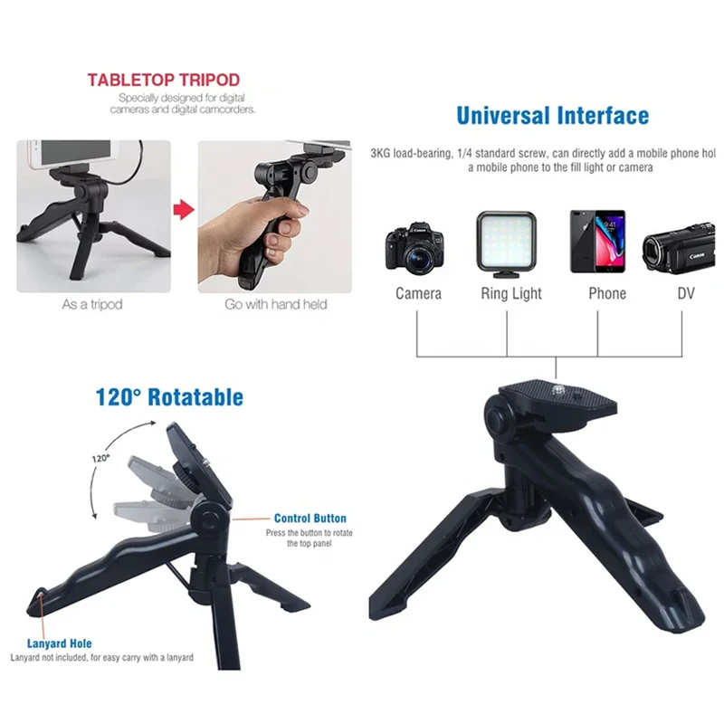 AY49 Smartphone Vlogging Kit With Tripod Phone Holder Mini Microphone LED Fill Light Starter For Live Stream Video YouTub