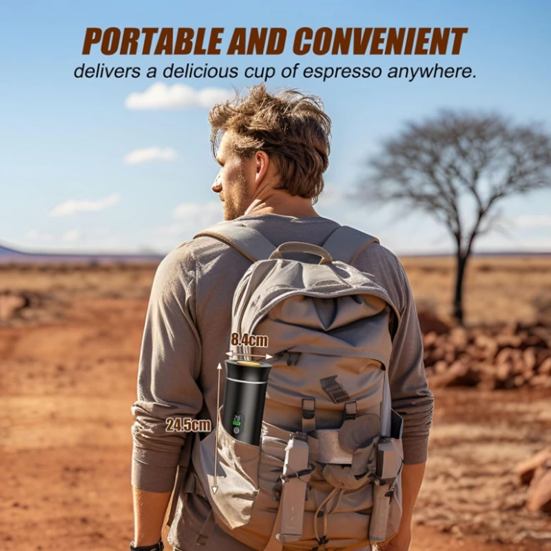 Portable Electric Espresso Machine Travel Coffee Maker Compatible with Ground Coffee and Nespresso Capsules  with LCD Screen