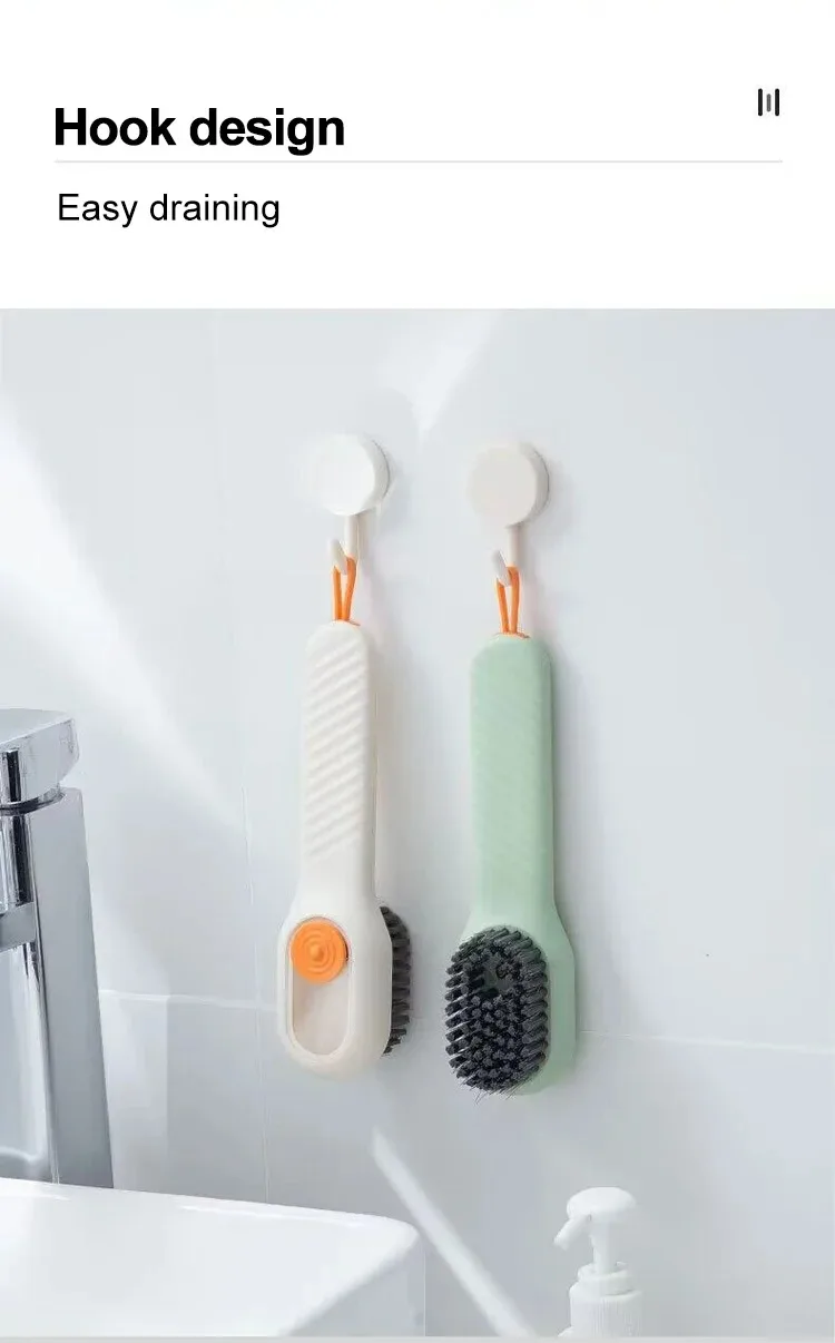 Multifunction Cleaning Shoe Brush Soft Automatic Liquid Shoe Brush Long Handle Clothes Soap Brush With Hook Clean Tool