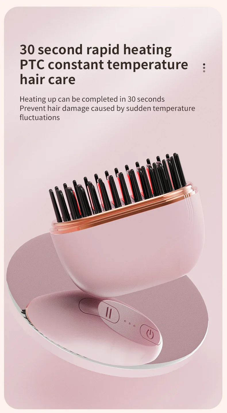 S8bd23ff610954293918acbadfb3e3cd0Y.webp 2025 New Mini Straightener Rechargeable Portable Hair Straightener Brush Anti-Scald Shell Cordless USB Charging Straighteners