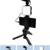 AY49 Smartphone Vlogging Kit With Tripod Phone Holder Mini Microphone LED Fill Light Starter For Live Stream Video YouTub