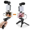 AY49 Smartphone Vlogging Kit With Tripod Phone Holder Mini Microphone LED Fill Light Starter For Live Stream Video YouTub