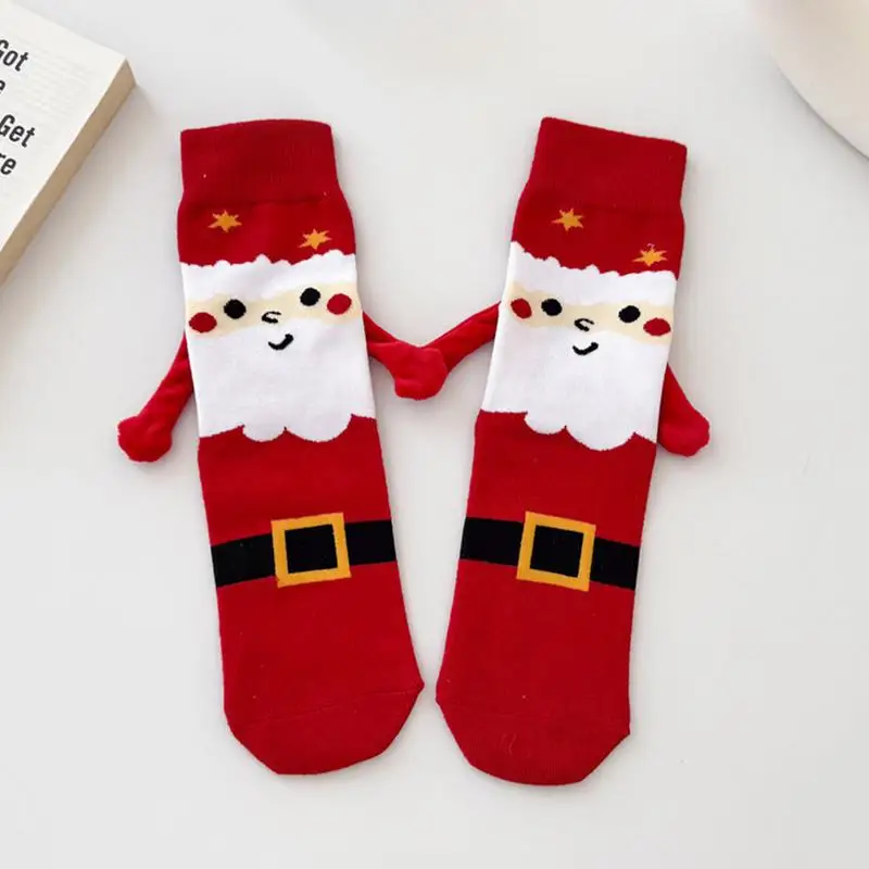 S1c04681231a449138b6a62d187aed89f3.webp Holding Hands Socks Cartoon Elastic Hand Socks Magnet Mid-calf Socks Funny Gift For New Year Christmas Valentines Day Birthday