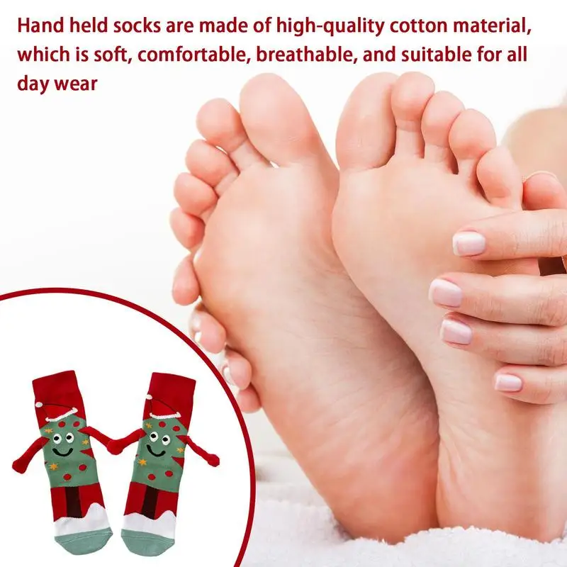 S25ef048c7e9a4b668a9e4a98939624c5J.webp Holding Hands Socks Cartoon Elastic Hand Socks Magnet Mid-calf Socks Funny Gift For New Year Christmas Valentines Day Birthday