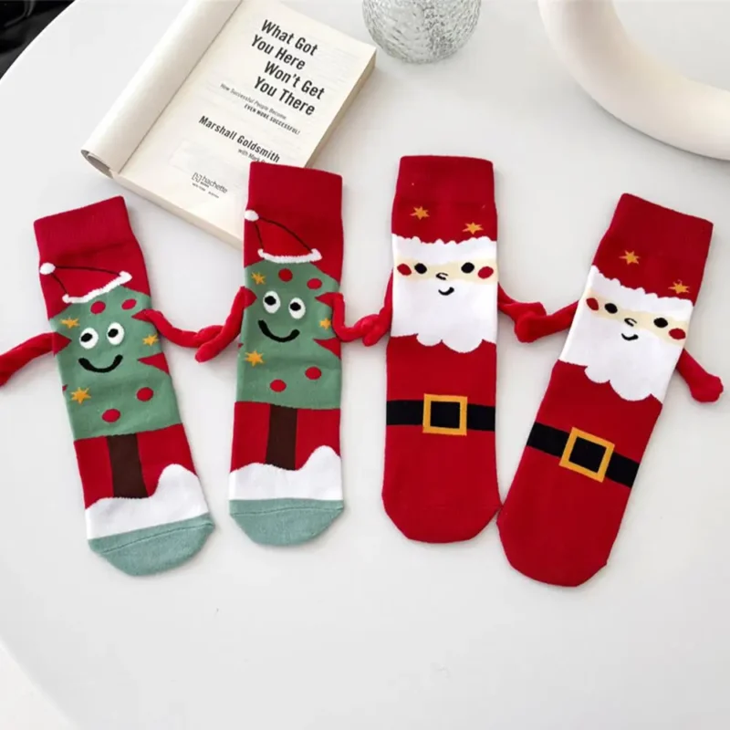 S7335791aec604bbcae8bb66f506545e7v.webp Holding Hands Socks Cartoon Elastic Hand Socks Magnet Mid-calf Socks Funny Gift For New Year Christmas Valentines Day Birthday