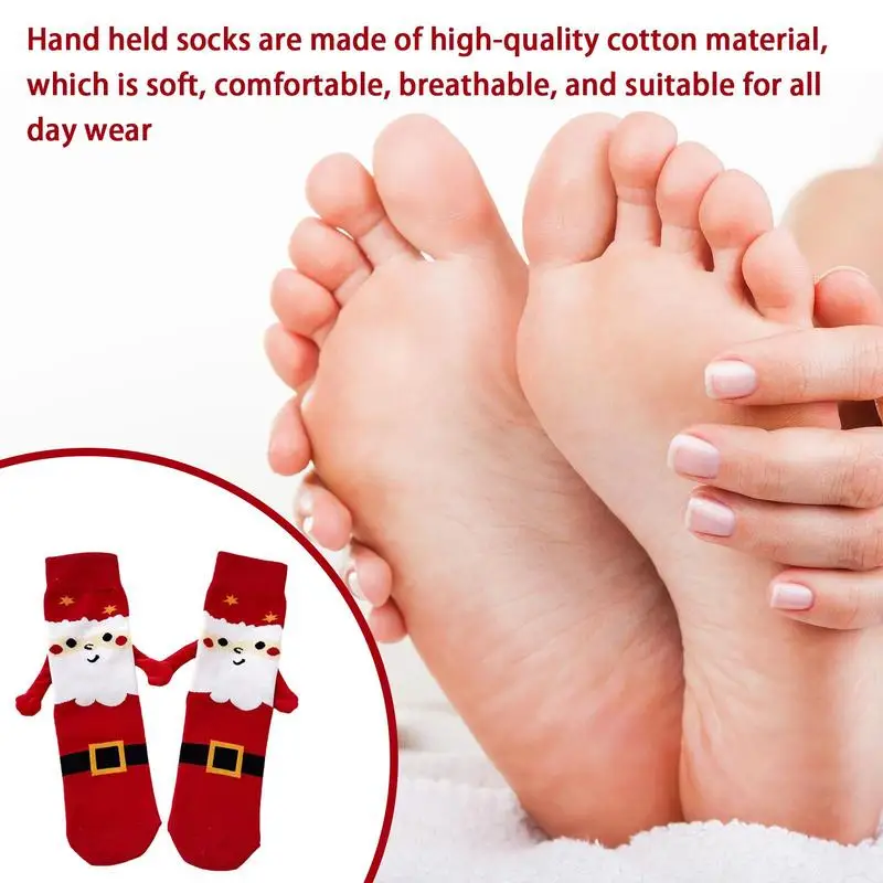 S8bd15f5363174ab594ab45b2045809a5Q.webp Holding Hands Socks Cartoon Elastic Hand Socks Magnet Mid-calf Socks Funny Gift For New Year Christmas Valentines Day Birthday