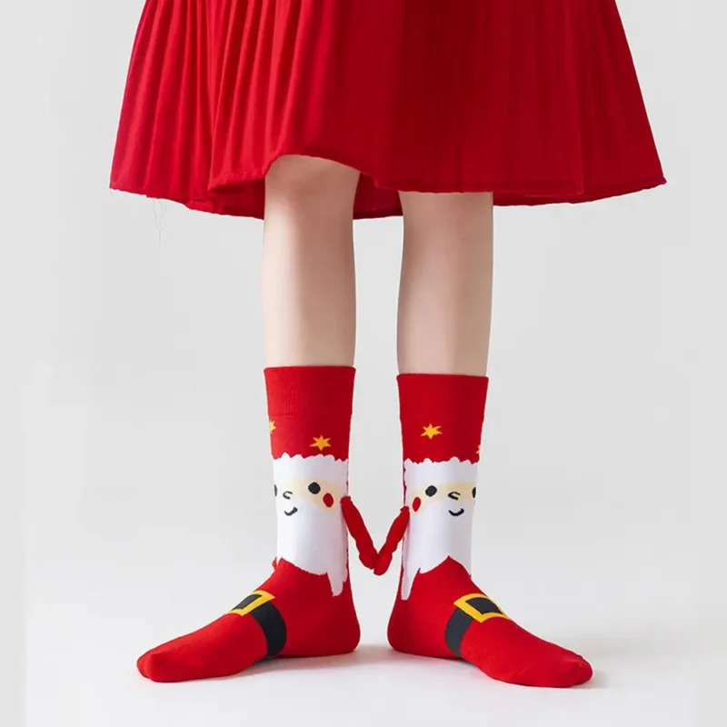 Sa5ba8ebd88684f919034ce709c6bff52v.webp Holding Hands Socks Cartoon Elastic Hand Socks Magnet Mid-calf Socks Funny Gift For New Year Christmas Valentines Day Birthday