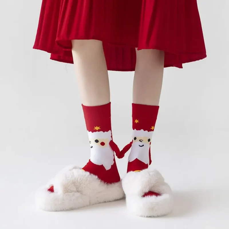 Sd454500fc20e46f9825364139ab964eee.webp Holding Hands Socks Cartoon Elastic Hand Socks Magnet Mid-calf Socks Funny Gift For New Year Christmas Valentines Day Birthday