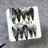 Long Pointed Cat Eye 3D Carved Gradient False Nails