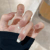 French Style Removable Fake Nails with Diamond Design