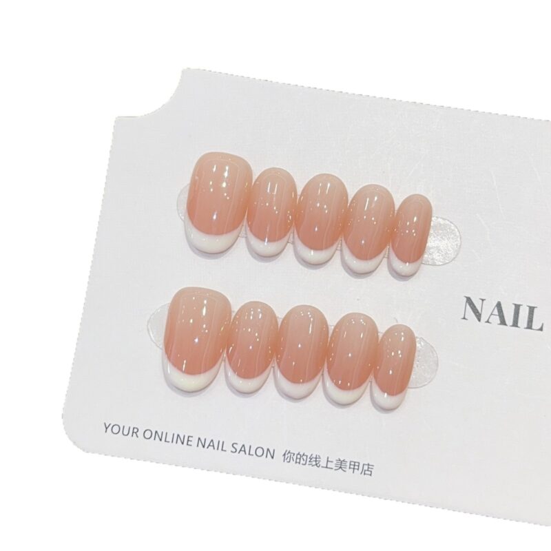 French Style Peach Milk Fake Nails