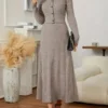Elegant women's woolen dress set, autumn and winter half length skirt and cardigan set, 2-piece set, knitted matching set