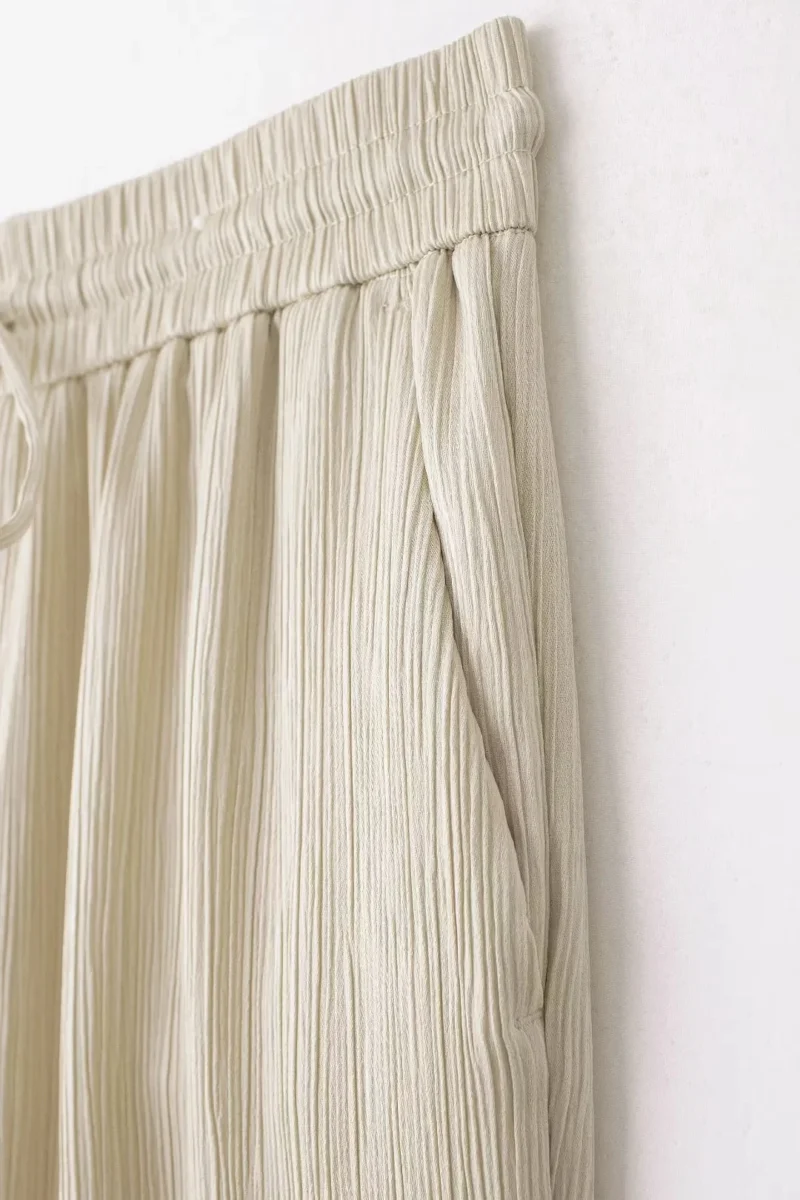 HH Women's Commuter Suit 2-piece Retro Wrinkle Effect Double-breasted Blazer + High-waisted Women's Casual Lace-up Trousers