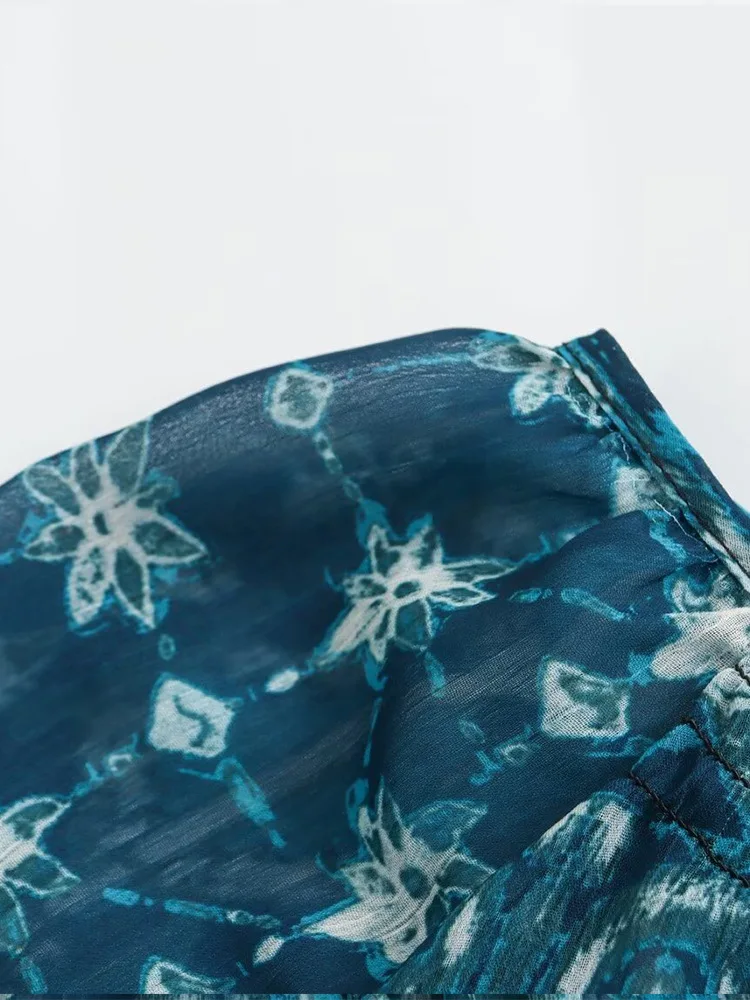 S1c8d7664c41449b3badb68b2ff849a109.webp 2024 New Women Long Skirt Set Casual Long Sleeve Print Shirts + High Waist Slim Ankle-Length Skirts Set