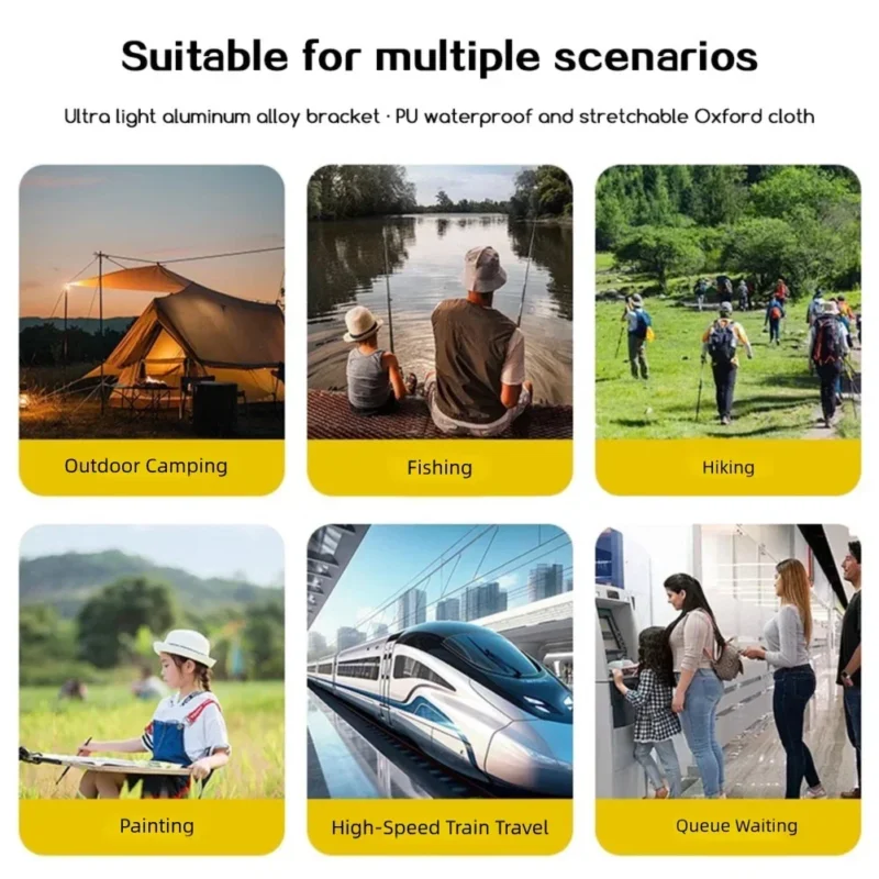 Foldable Backpack Stool Portable Small Mazar Satchel Pen Bag Camping Stool Lightweight Outdoor Folding Chair for Fishing Travel