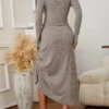 Elegant women's woolen dress set, autumn and winter half length skirt and cardigan set, 2-piece set, knitted matching set