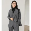VIMLY Women's Simple 2025 Spring Business Blazer Versatile Suit V-Neck Short Jackets+Vest+Pants Commuter Elegant Pants 3pcs Set