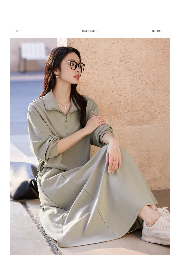 S2b67bd8f9c2a4d519f833173a69d2013Z.webp VIMLY 2 Piece Sweatshirt Skirt Set Woman Outfits 2026 Casual Cotton Blend Ladies Zipper Lapel Top Skirt Clothing Sets A0168