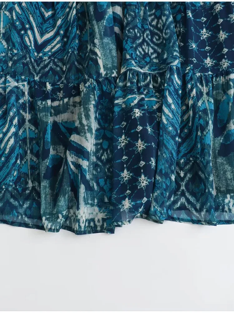 S2d9ba0bb19074861aabc66df67670e36c.webp 2024 New Women Long Skirt Set Casual Long Sleeve Print Shirts + High Waist Slim Ankle-Length Skirts Set