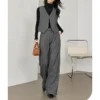 VIMLY Women's Simple 2025 Spring Business Blazer Versatile Suit V-Neck Short Jackets+Vest+Pants Commuter Elegant Pants 3pcs Set