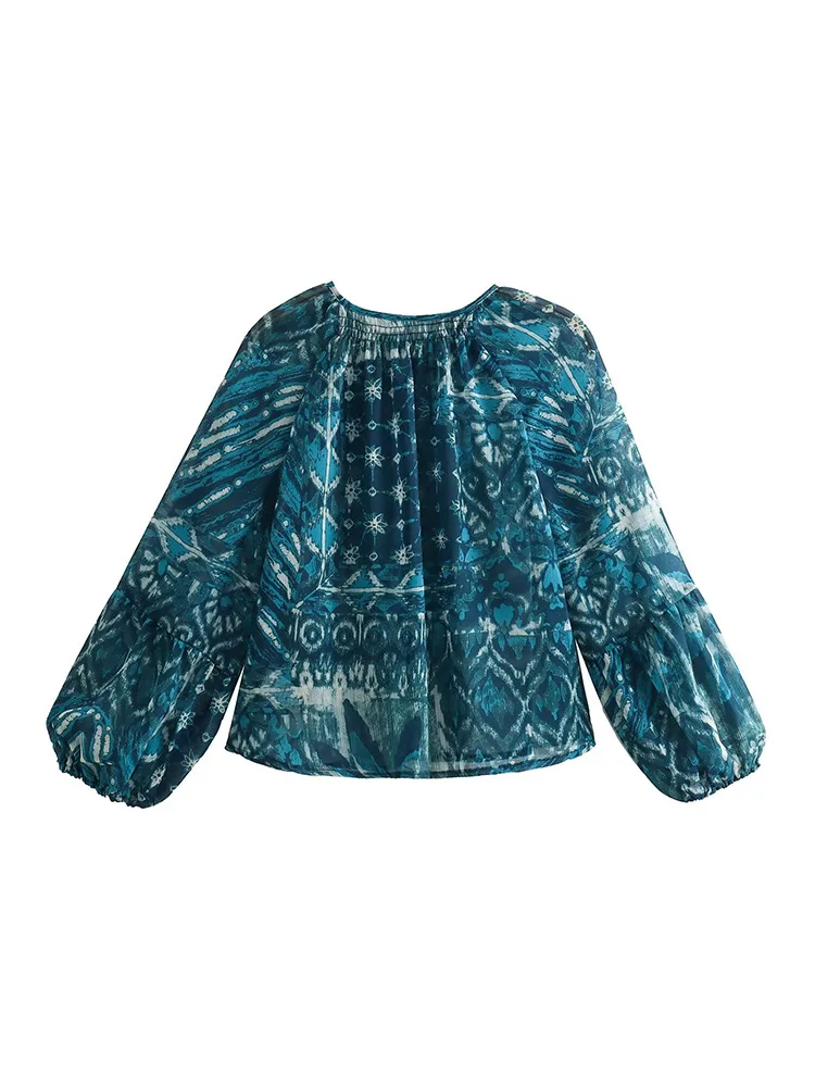 S3bb6373e62a5447eb12fa52ee395728cq.webp 2024 New Women Long Skirt Set Casual Long Sleeve Print Shirts + High Waist Slim Ankle-Length Skirts Set