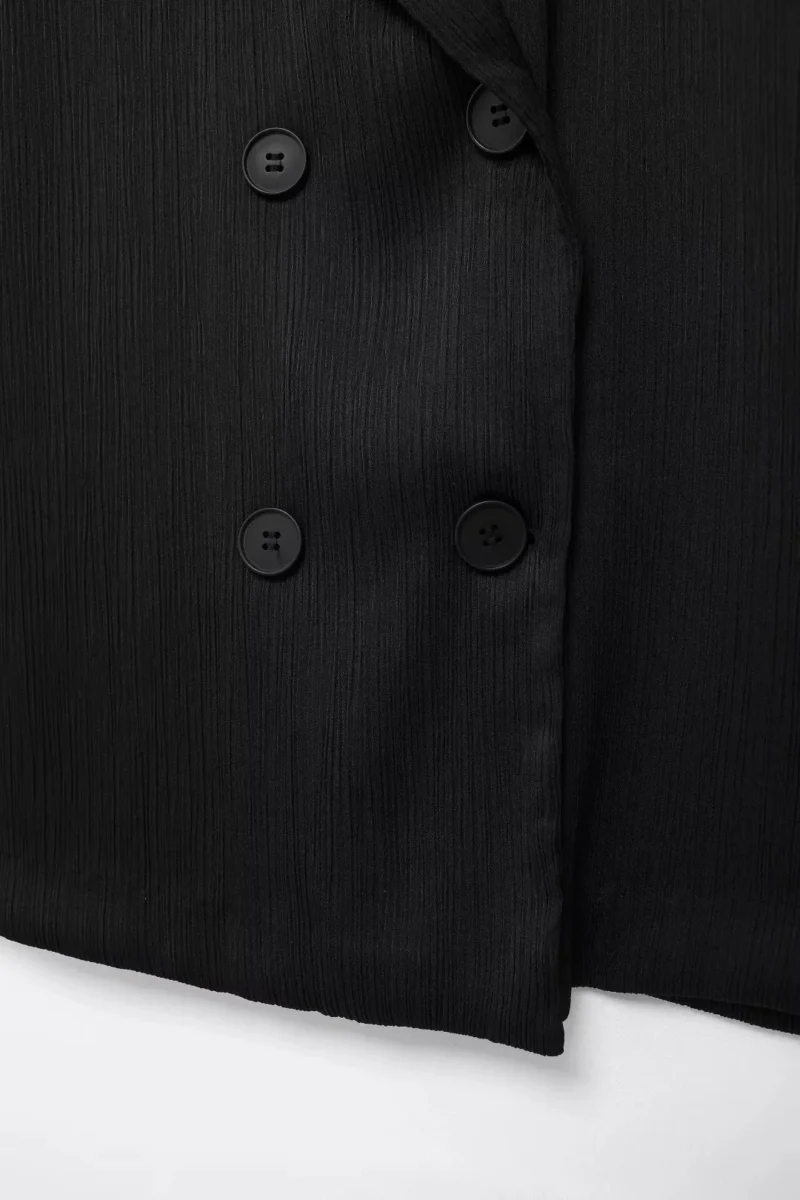 HH Women's Commuter Suit 2-piece Retro Wrinkle Effect Double-breasted Blazer + High-waisted Women's Casual Lace-up Trousers