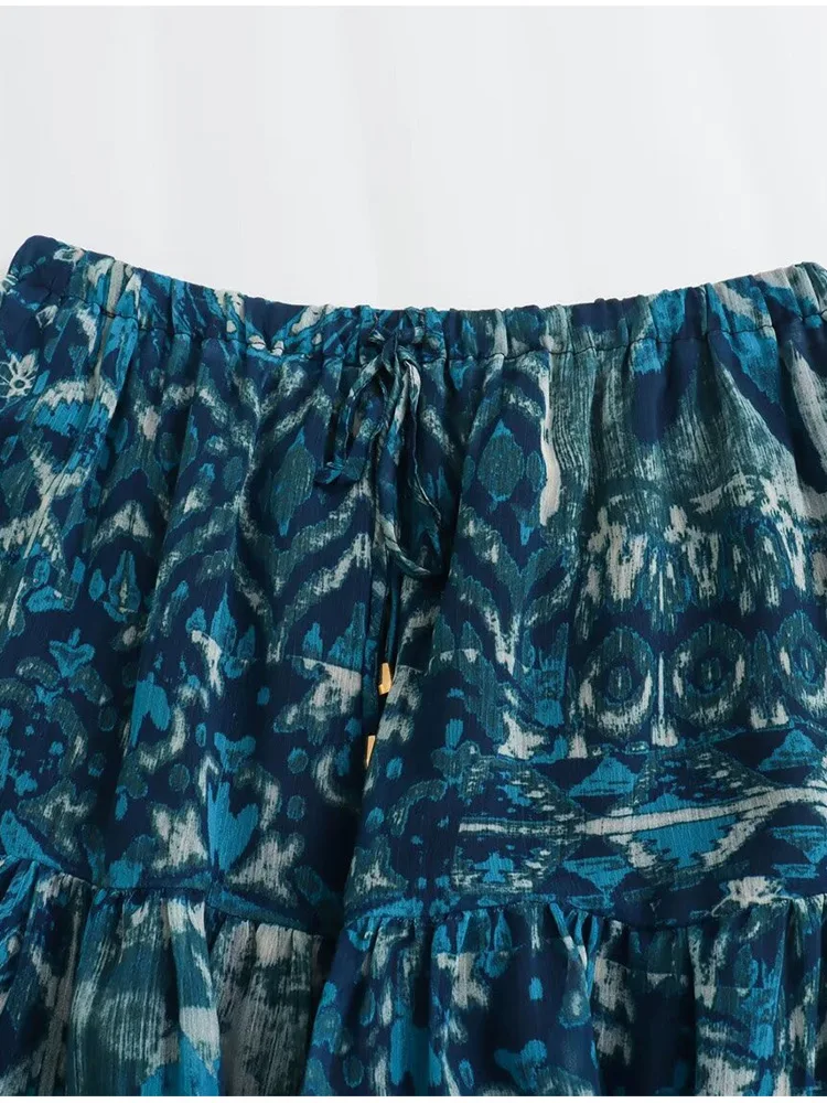 S4c7d621f536a49798aad917a45f0afa7A.webp 2024 New Women Long Skirt Set Casual Long Sleeve Print Shirts + High Waist Slim Ankle-Length Skirts Set