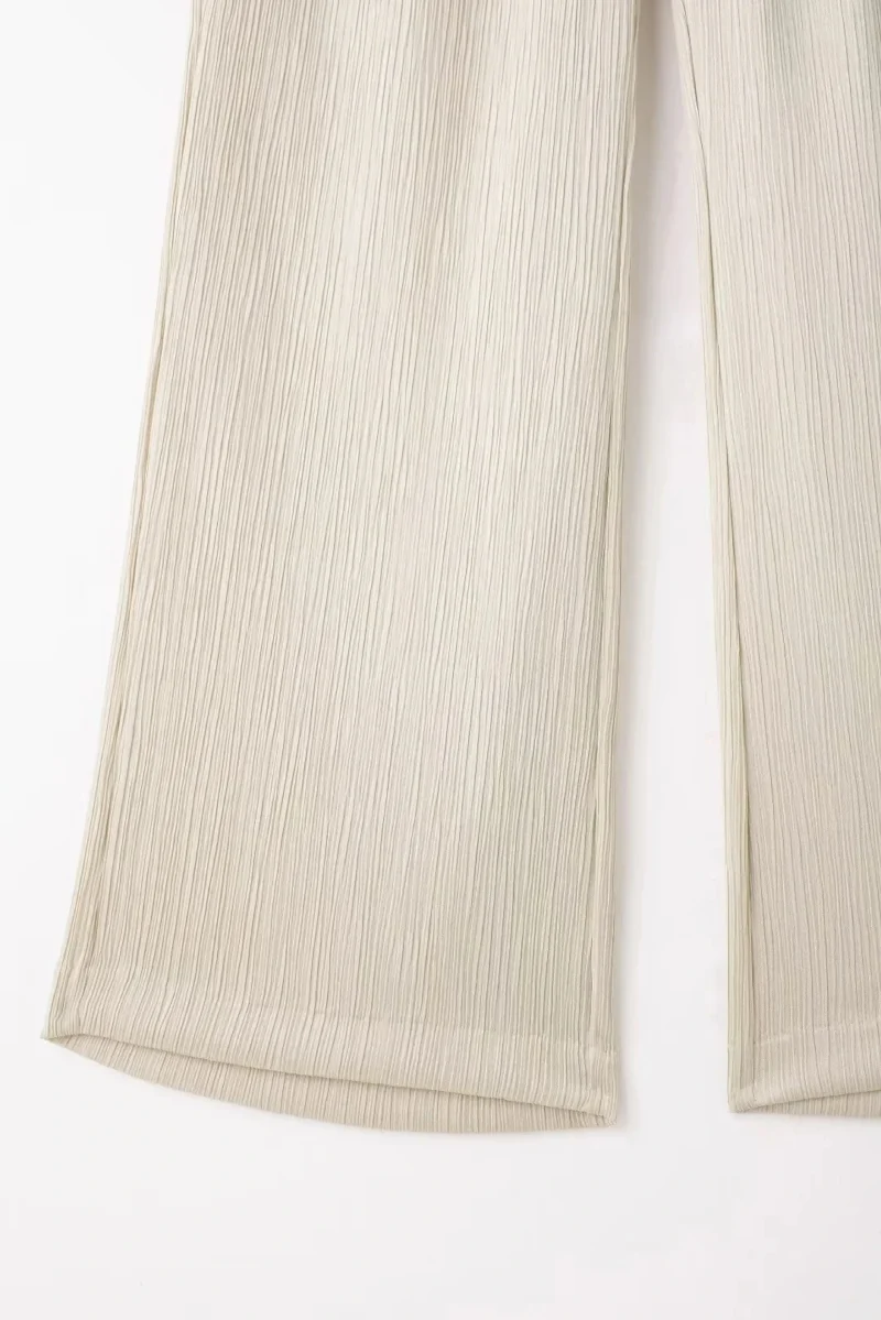 HH Women's Commuter Suit 2-piece Retro Wrinkle Effect Double-breasted Blazer + High-waisted Women's Casual Lace-up Trousers