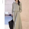 S5db3350158d54f3298d957eb337c35d5k.webp VIMLY 2 Piece Sweatshirt Skirt Set Woman Outfits 2026 Casual Cotton Blend Ladies Zipper Lapel Top Skirt Clothing Sets A0168