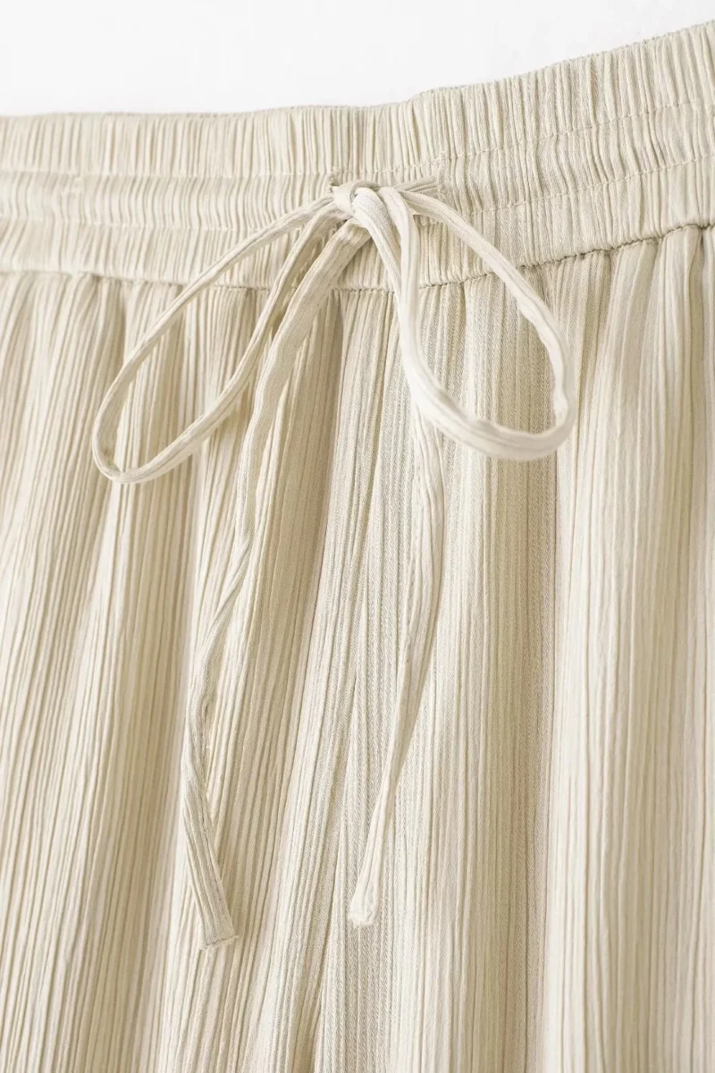 HH Women's Commuter Suit 2-piece Retro Wrinkle Effect Double-breasted Blazer + High-waisted Women's Casual Lace-up Trousers