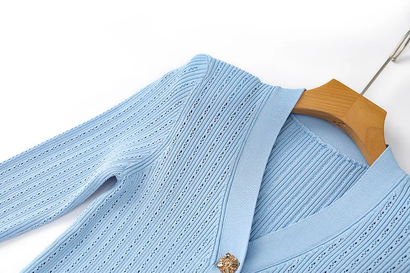 DGLUKE Knitted 2 Pieces Set For Woman Long Sleeve Top And Long Skirt Set 2 Piece Elegant Outfits Sweater Matching Sets