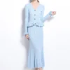 DGLUKE Knitted 2 Pieces Set For Woman Long Sleeve Top And Long Skirt Set 2 Piece Elegant Outfits Sweater Matching Sets