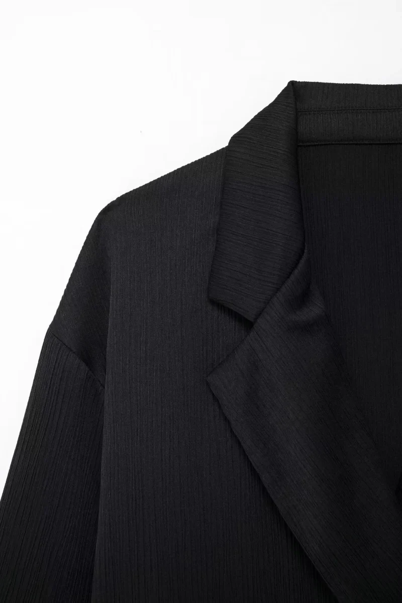 HH Women's Commuter Suit 2-piece Retro Wrinkle Effect Double-breasted Blazer + High-waisted Women's Casual Lace-up Trousers