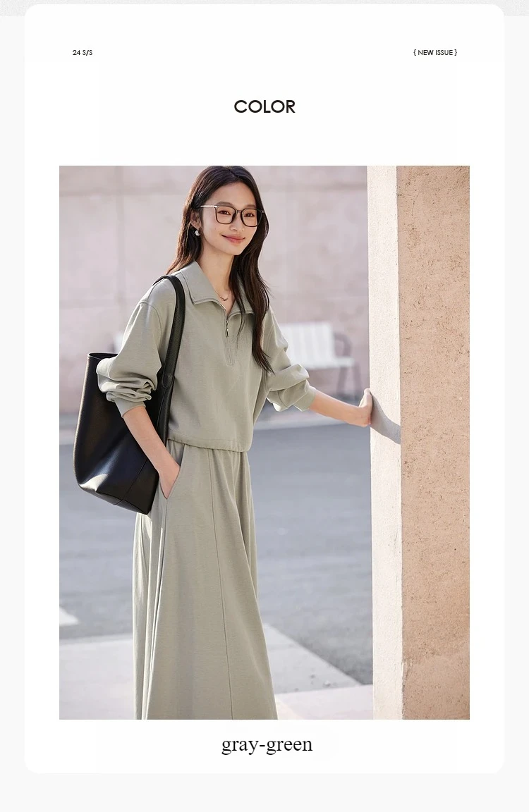 S879a7af414134b4e9c133fb278b77712f.webp VIMLY 2 Piece Sweatshirt Skirt Set Woman Outfits 2026 Casual Cotton Blend Ladies Zipper Lapel Top Skirt Clothing Sets A0168
