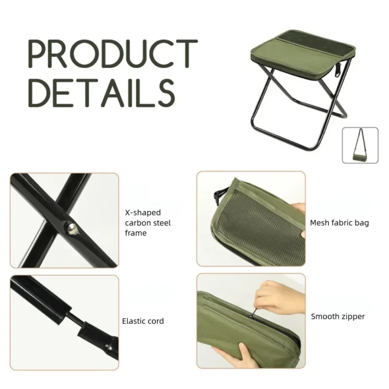 Foldable Backpack Stool Portable Small Mazar Satchel Pen Bag Camping Stool Lightweight Outdoor Folding Chair for Fishing Travel