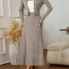 Elegant women's woolen dress set, autumn and winter half length skirt and cardigan set, 2-piece set, knitted matching set