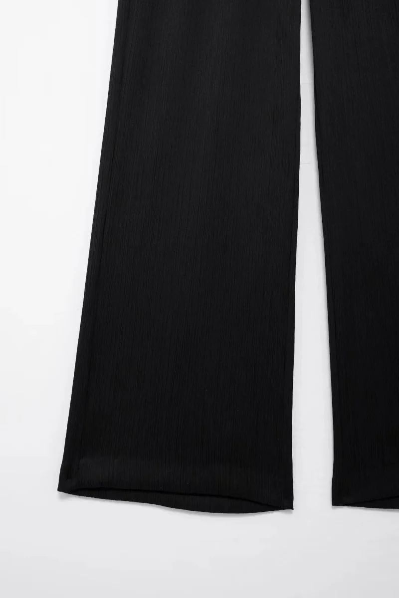 HH Women's Commuter Suit 2-piece Retro Wrinkle Effect Double-breasted Blazer + High-waisted Women's Casual Lace-up Trousers