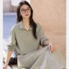 S9d6b3456d463494ea7a8cc4f3ba7a6feF.webp VIMLY 2 Piece Sweatshirt Skirt Set Woman Outfits 2026 Casual Cotton Blend Ladies Zipper Lapel Top Skirt Clothing Sets A0168