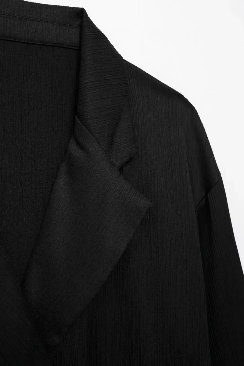 HH Women's Commuter Suit 2-piece Retro Wrinkle Effect Double-breasted Blazer + High-waisted Women's Casual Lace-up Trousers